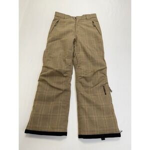 Karbon Women Tan Plaid Thermolite Insulated Snow Ski Pants Size 12 Regular